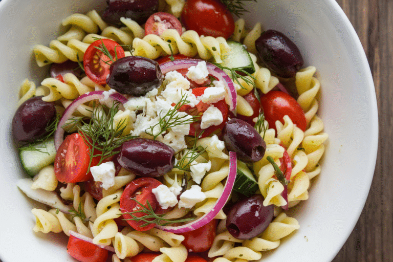Greek Pasta Salad Recipe That Vanishes at Parties (Yes, It’s That Good)